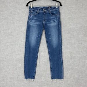 AG Adriano Goldschmeid Prima Crop Cigarette Jeans Womens 26R Raw Hem Medium Wash
